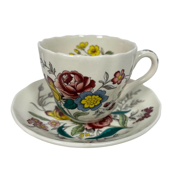 Spode Porcelain Style Gainsborough (Marlborough)Cup and Saucer S245AO Floral Vtg - Picture 1 of 6
